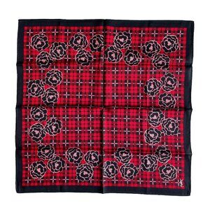 Yves Saint Laurent Vintage Cotton Scarf – Plaid Floral Design